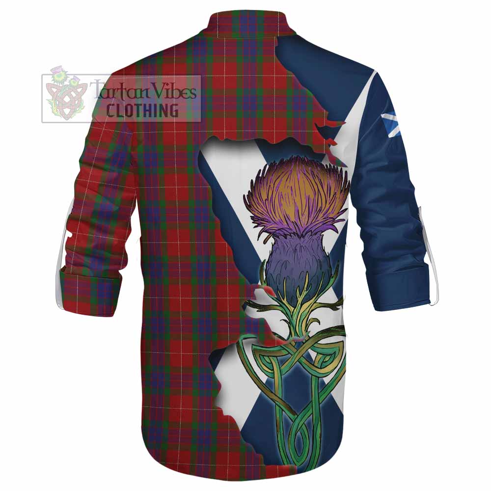 Tartan Vibes Clothing Fraser Tartan Family Crest Ghillie Kilt Shirt Scottish Thistle Celtic Inspired