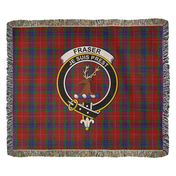 Fraser Tartan Woven Blanket with Family Crest