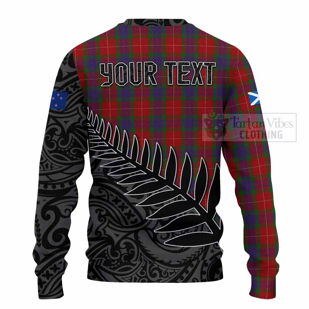 Tartan Vibes Clothing Fraser Crest Tartan Knitted Sweater with New Zealand Silver Fern Half Style
