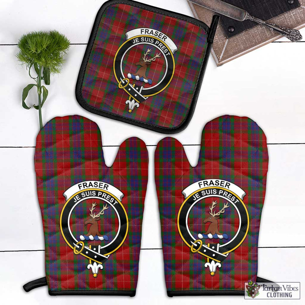 Fraser Tartan Combo Oven Mitt & Pot-Holder with Family Crest Combo 1 Oven Mitt & 1 Pot-Holder Black - Tartan Vibes Clothing