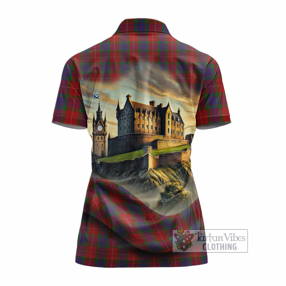 Tartan Vibes Clothing Fraser Tartan Family Crest Women's Polo Shirt with Scottish Ancient Castle Stype
