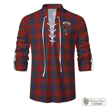 Tartan Vibes Clothing Fraser Tartan Men's Scottish Traditional Jacobite Ghillie Kilt Shirt with Family Crest