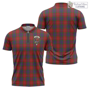 Fraser Tartan Zipper Polo Shirt with Family Crest