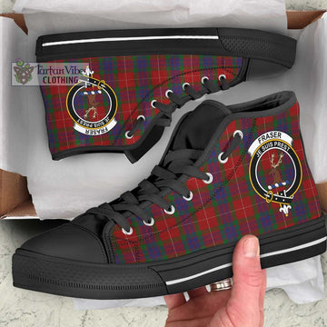 Tartan Vibes Clothing Fraser Tartan High Top Shoes with Family Crest