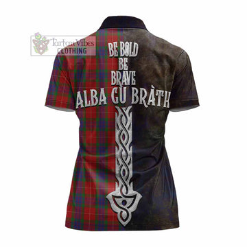Fraser Tartan Family Crest Women's Polo Shirt Alba Gu Brath Be Brave Lion Ancient Style