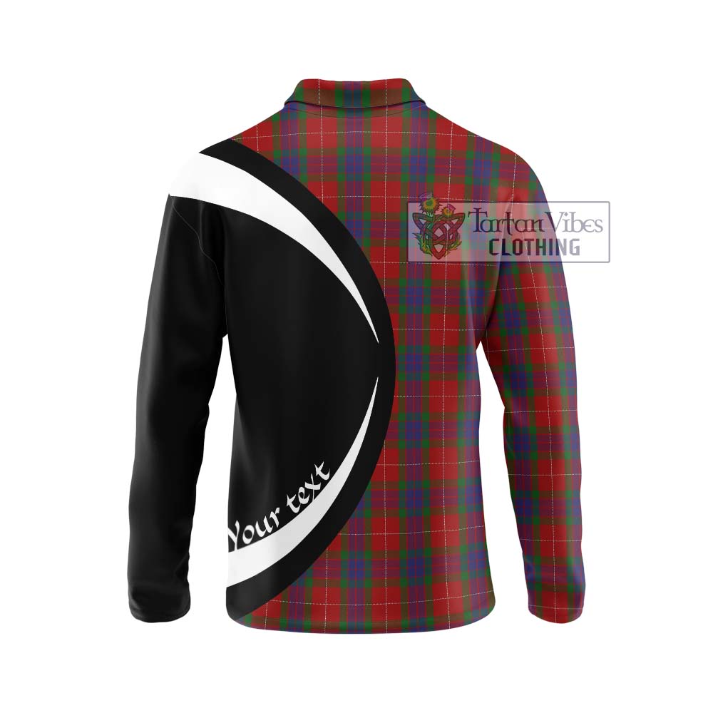 Fraser Tartan Long Sleeve Polo Shirt with Family Crest Circle Style - Tartan Vibes Clothing