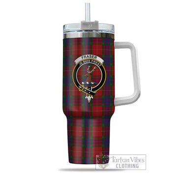 Fraser Tartan and Family Crest Tumbler with Handle