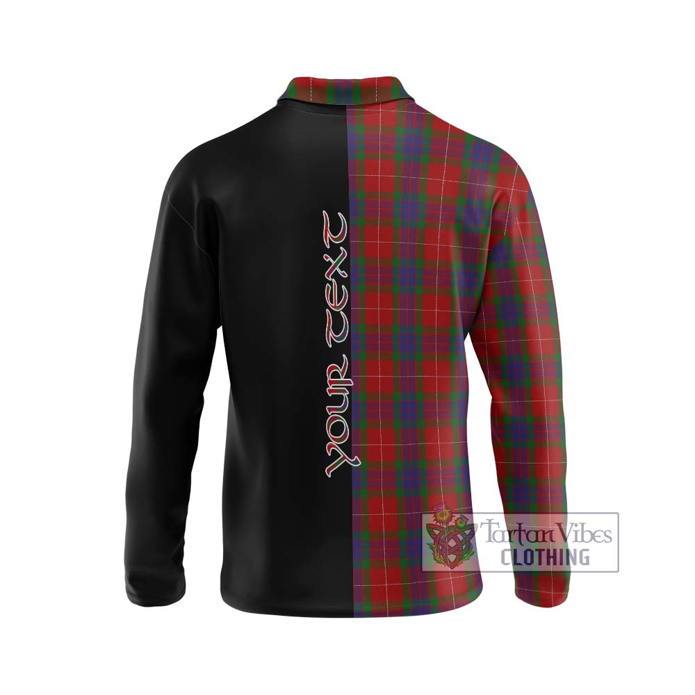 Fraser Tartan Long Sleeve Polo Shirt with Family Crest and Half Of Me Style - Tartanvibesclothing Shop