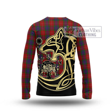 Fraser Tartan Long Sleeve T-Shirt with Family Crest Celtic Wolf Style
