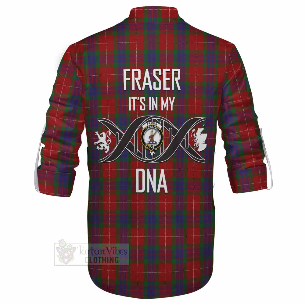 Tartan Vibes Clothing Fraser Tartan Ghillie Kilt Shirt with Family Crest DNA In Me Style