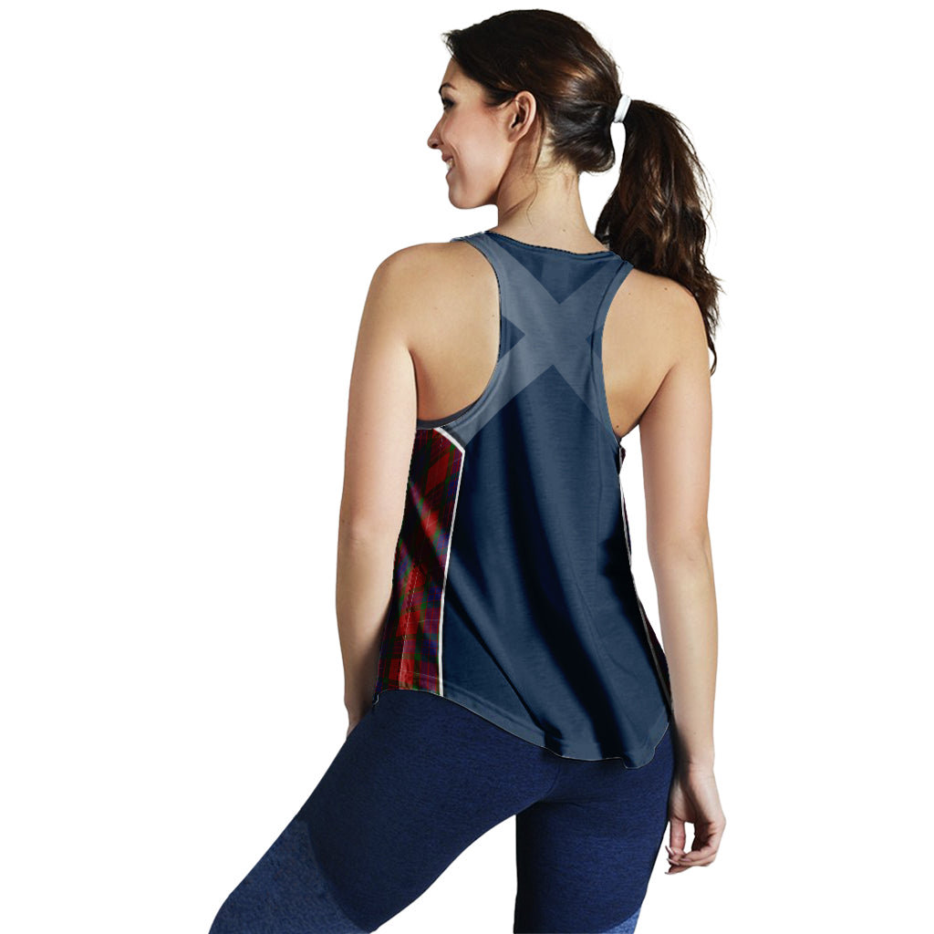 Tartan Vibes Clothing Fraser Tartan Women's Racerback Tanks with Family Crest and Scottish Thistle Vibes Sport Style