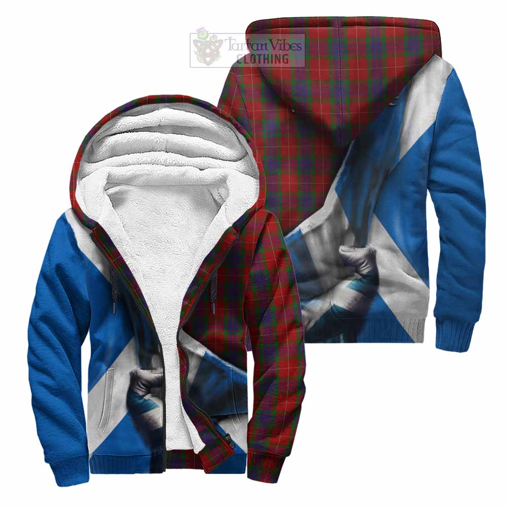 Tartan Vibes Clothing Fraser Tartan Sherpa Hoodie with Family Crest Scotland Patriotic Style