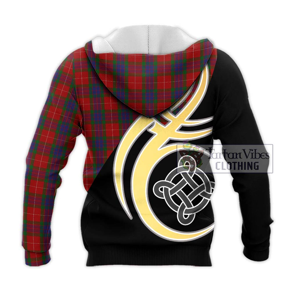 Fraser Tartan Knitted Hoodie with Family Crest and Celtic Symbol Style - Tartan Vibes Clothing