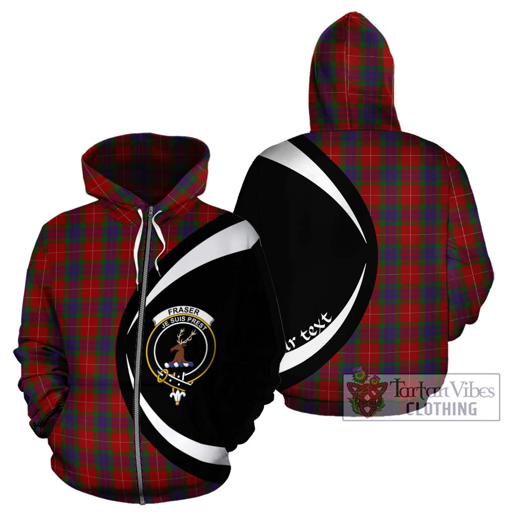 Fraser Tartan Hoodie with Family Crest Circle Style - Tartan Vibes Clothing