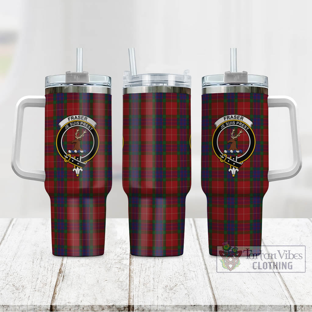 Tartan Vibes Clothing Fraser Tartan and Family Crest Tumbler with Handle