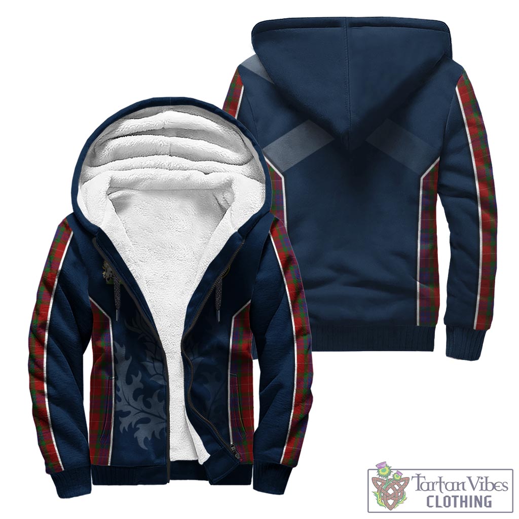 Tartan Vibes Clothing Fraser Tartan Sherpa Hoodie with Family Crest and Scottish Thistle Vibes Sport Style