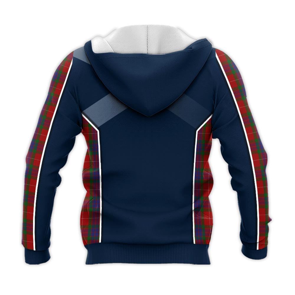 Tartan Vibes Clothing Fraser Tartan Knitted Hoodie with Family Crest and Scottish Thistle Vibes Sport Style