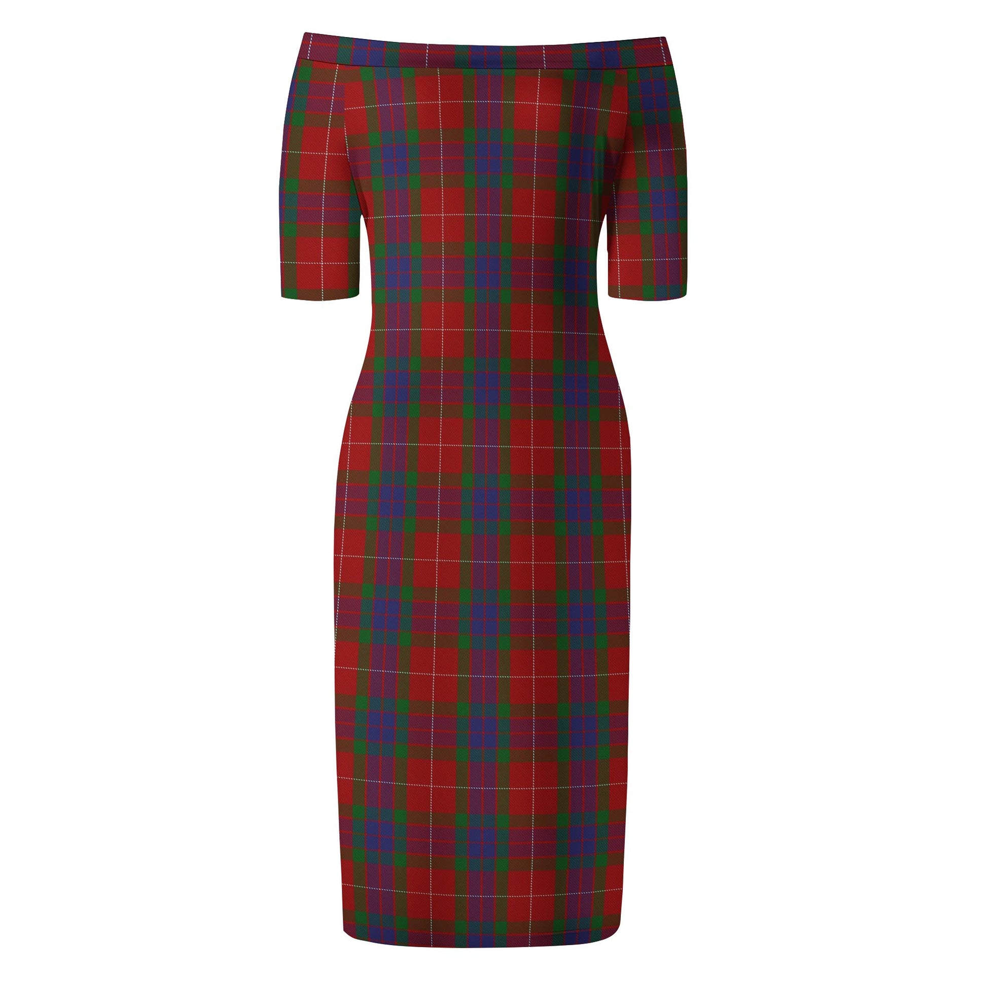Fraser Tartan Off Shoulder Lady Dress - Tartanvibesclothing