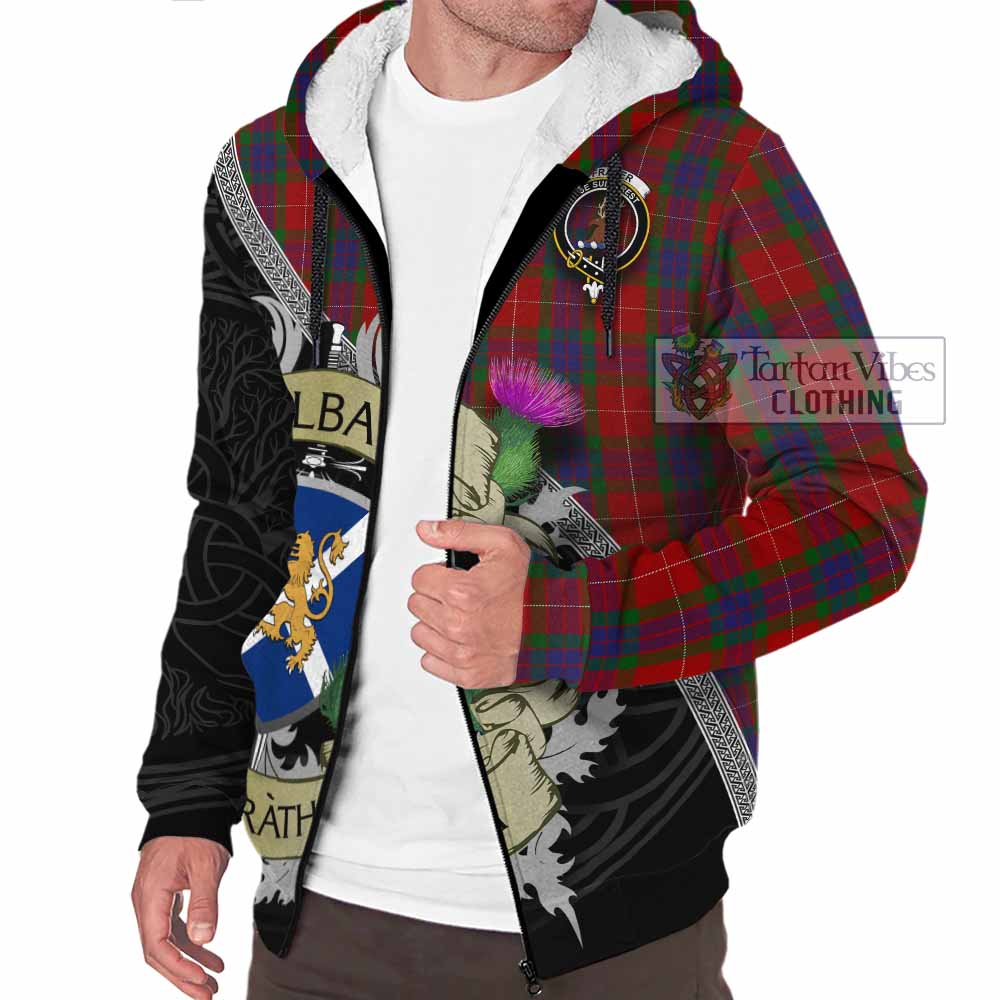 Tartan Vibes Clothing Fraser Tartan Family Crest Sherpa Hoodie Lion Rampant Royal Thistle Shield Celtic Inspired