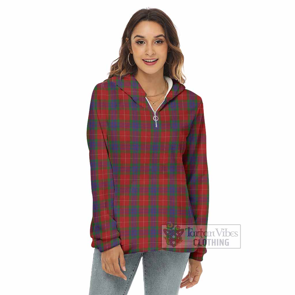 Tartan Vibes Clothing Fraser Tartan Women's Borg  Half Zip Fleece Hoodie