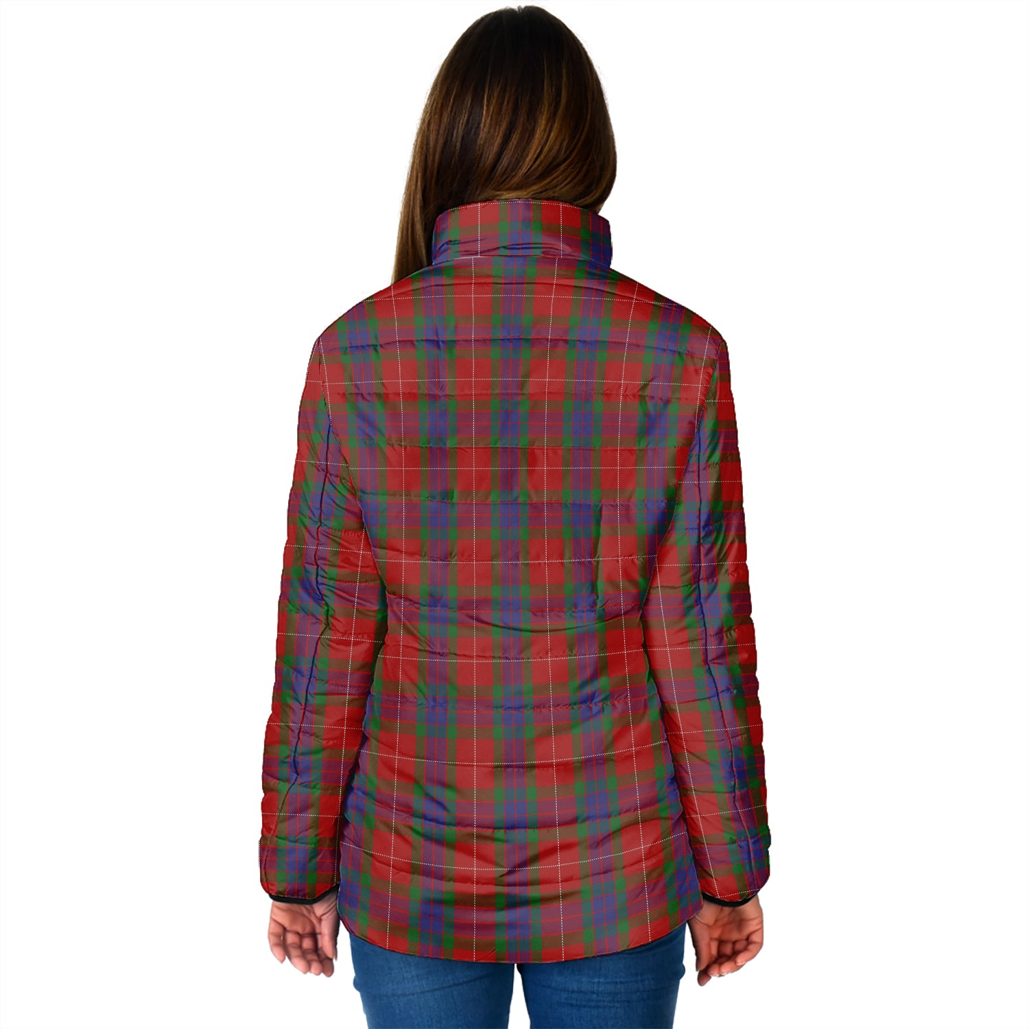 Fraser Tartan Padded Jacket with Family Crest - Tartan Vibes Clothing