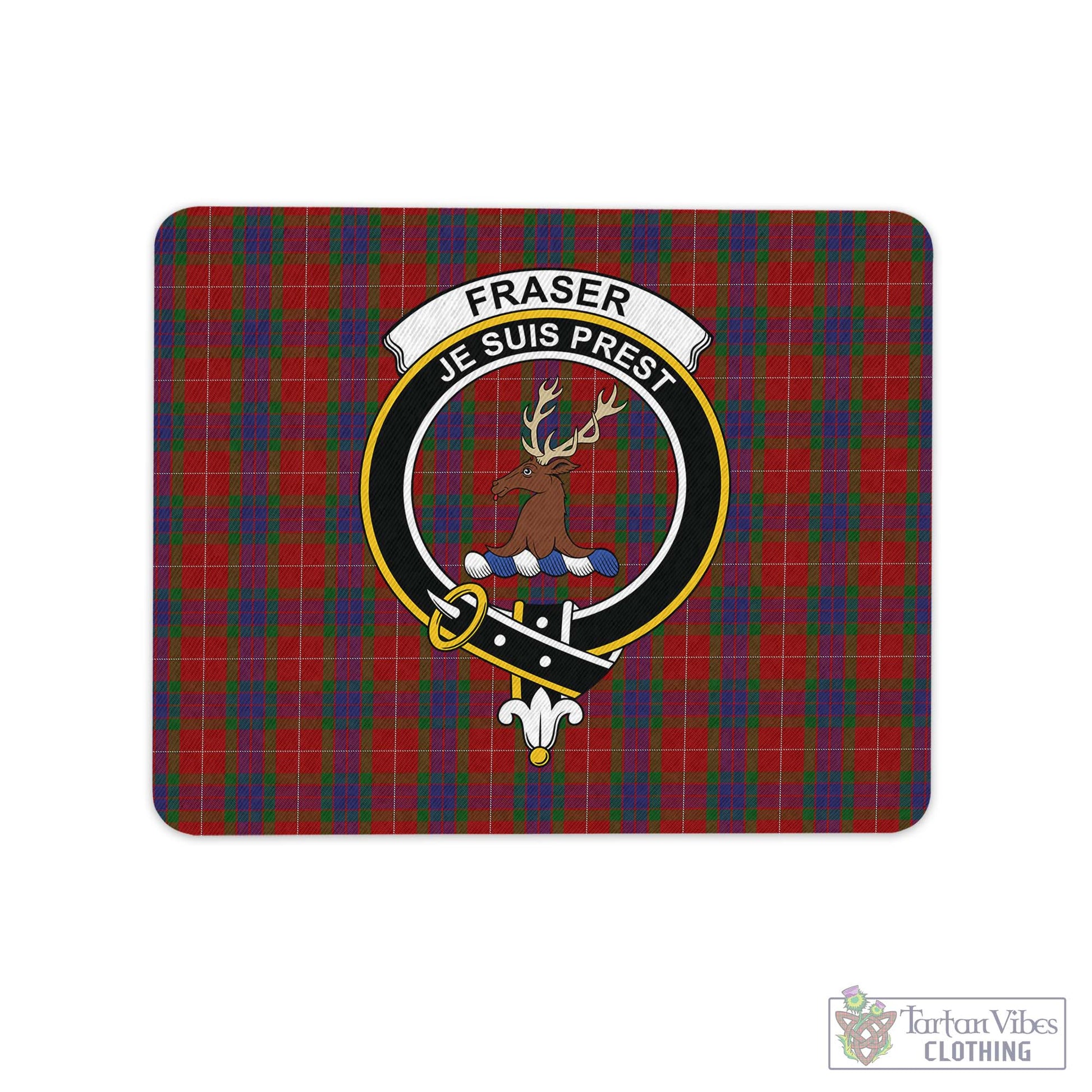 Tartan Vibes Clothing Fraser Tartan Mouse Pad with Family Crest