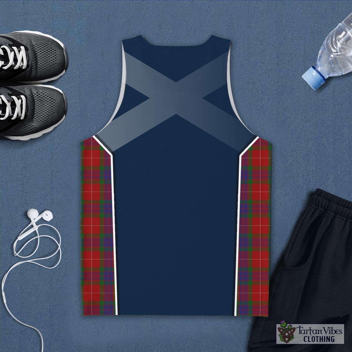 Tartan Vibes Clothing Fraser Tartan Men's Tanks Top with Family Crest and Scottish Thistle Vibes Sport Style