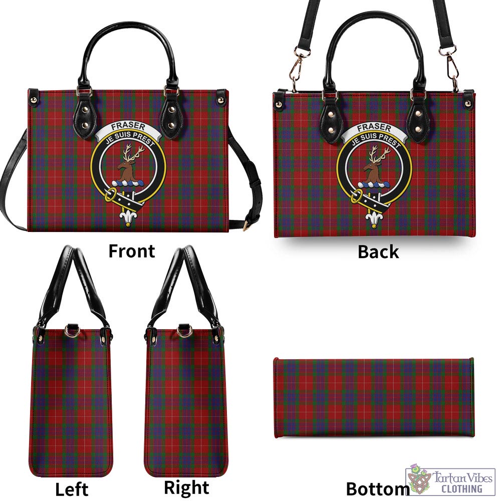 Tartan Vibes Clothing Fraser Tartan Luxury Leather Handbags with Family Crest