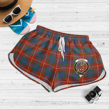Fraser Ancient Tartan Womens Shorts with Family Crest