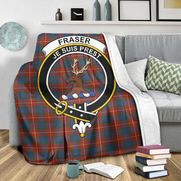 Fraser Ancient Tartan Blanket with Family Crest