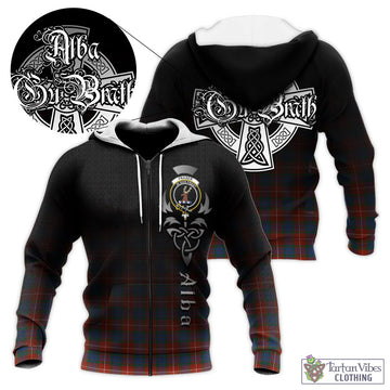 Fraser Ancient Tartan Knitted Hoodie Featuring Alba Gu Brath Family Crest Celtic Inspired