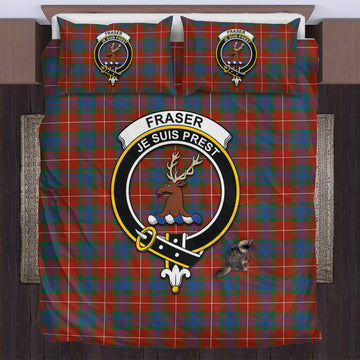 Fraser Ancient Tartan Bedding Set with Family Crest
