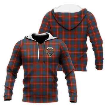 Fraser Ancient Tartan Knitted Hoodie with Family Crest
