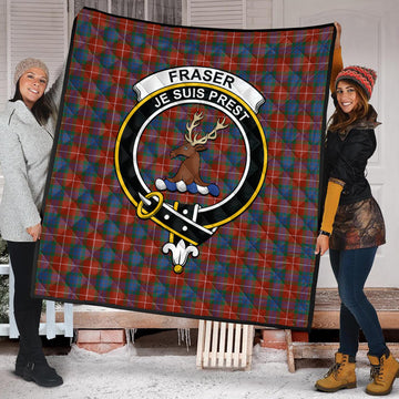 Fraser Ancient Tartan Quilt with Family Crest