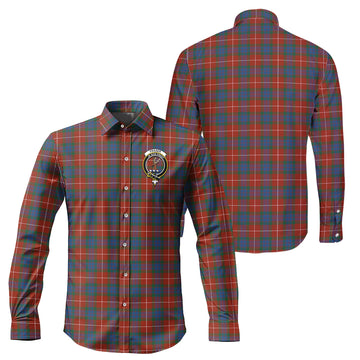 Fraser Ancient Tartan Long Sleeve Button Up Shirt with Family Crest