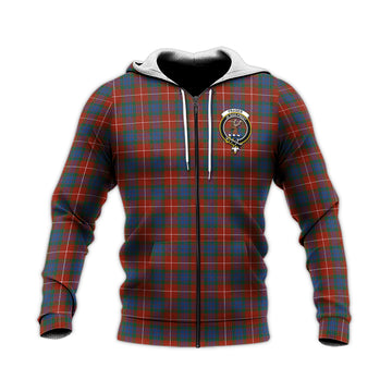 Fraser Ancient Tartan Knitted Hoodie with Family Crest