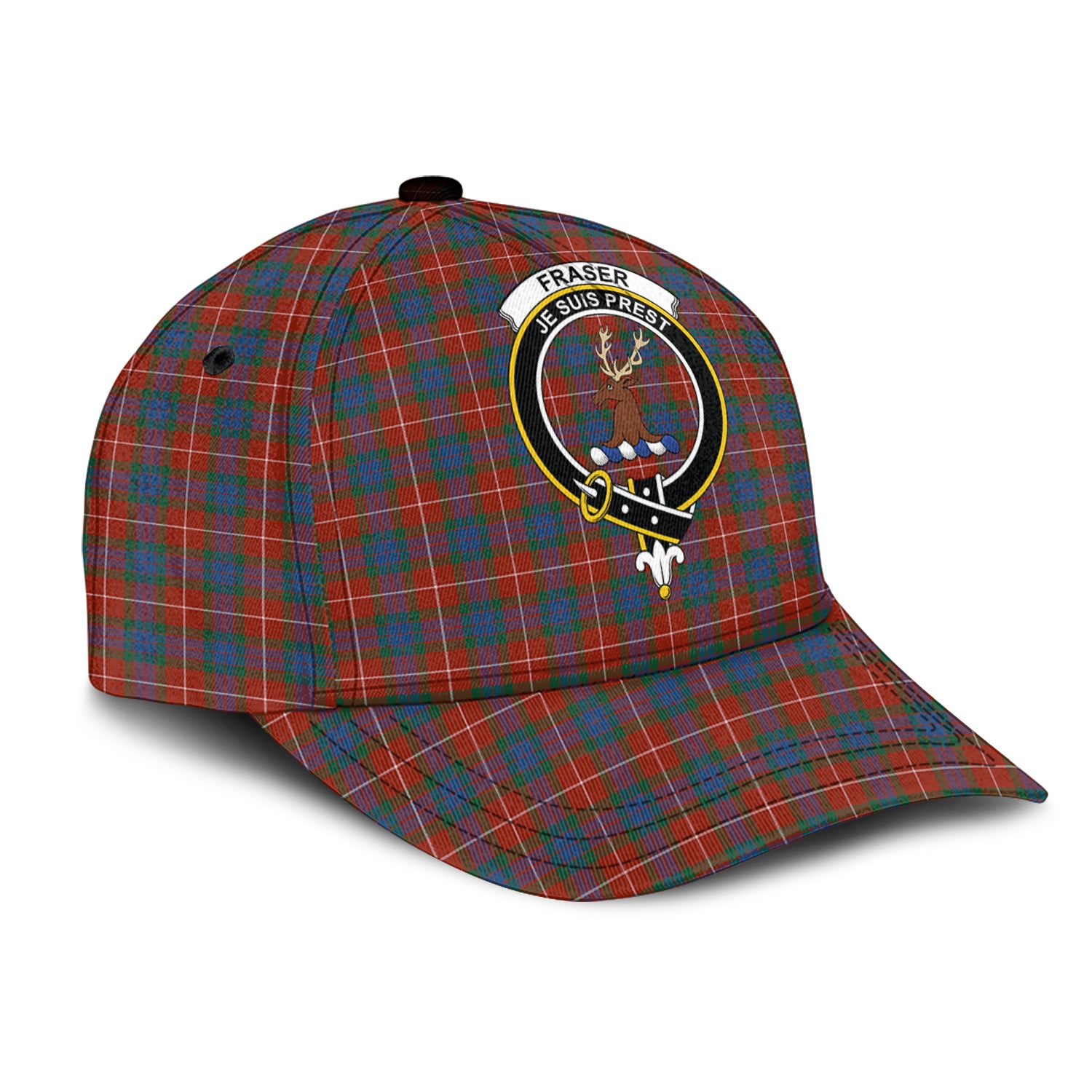 fraser-ancient-tartan-classic-cap-with-family-crest