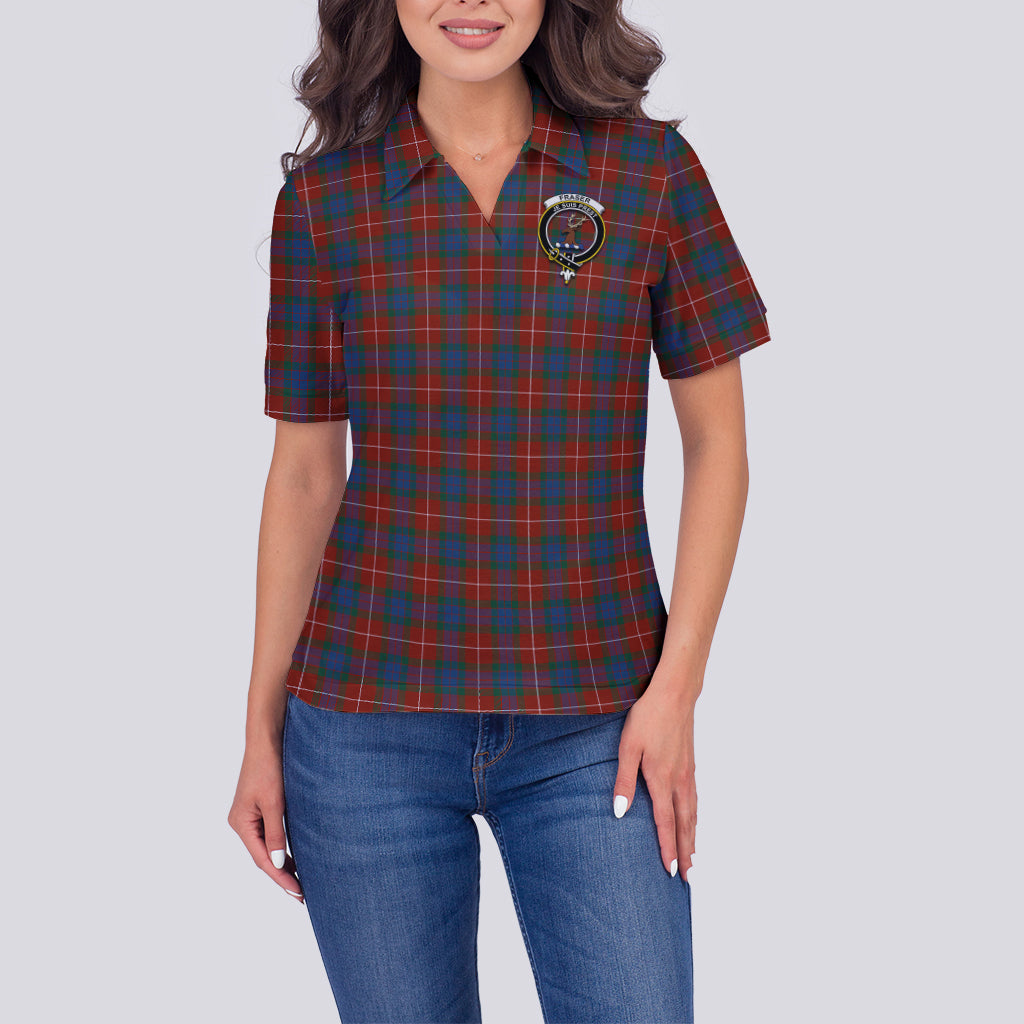 fraser-ancient-tartan-polo-shirt-with-family-crest-for-women
