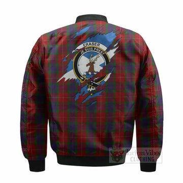 Fraser Clan Crest In Me Tartan Bomber Jacket Scotland Flag Style