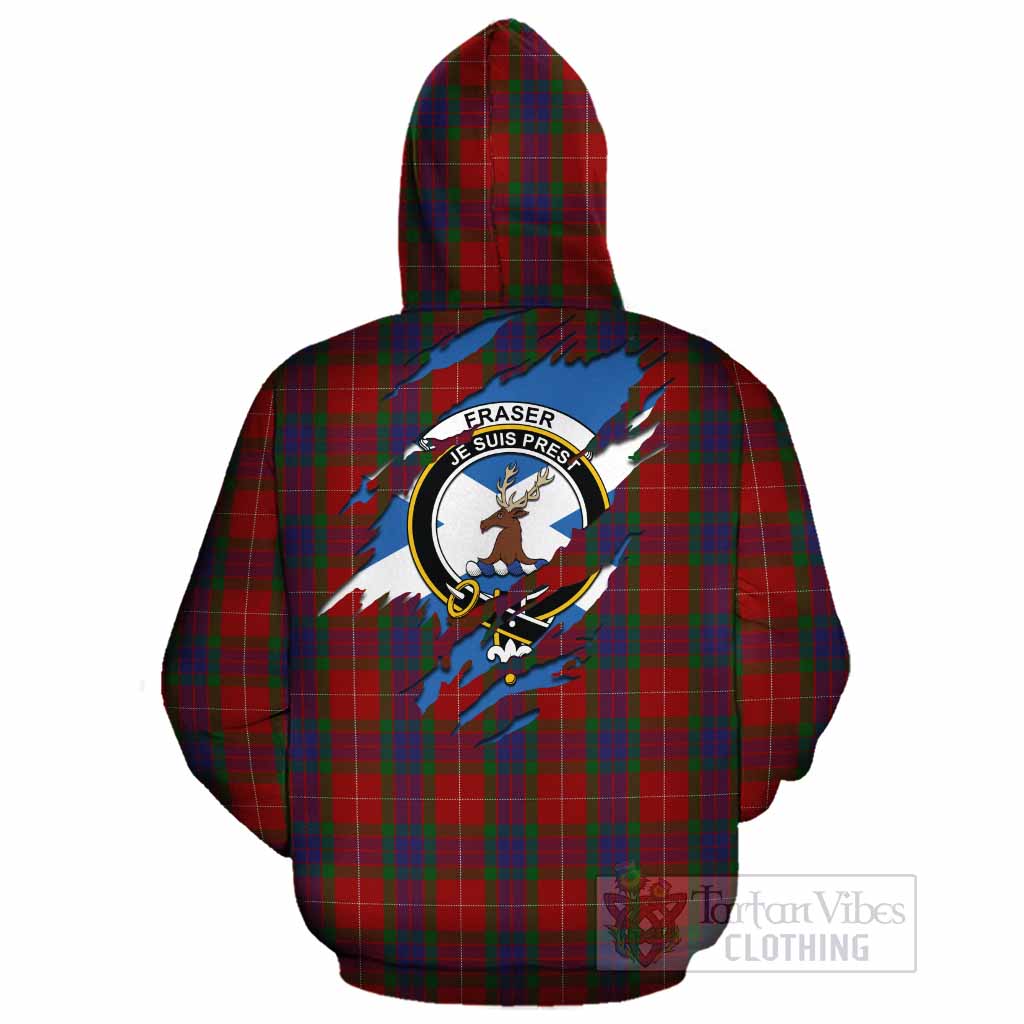 Fraser Clan Crest In Me Tartan Cotton Hoodie Scotland Flag Style