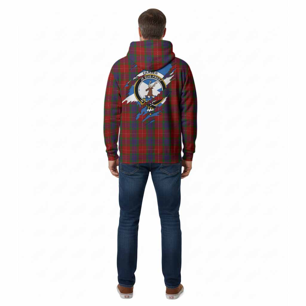 Fraser Clan Crest In Me Tartan Cotton Hoodie Scotland Flag Style