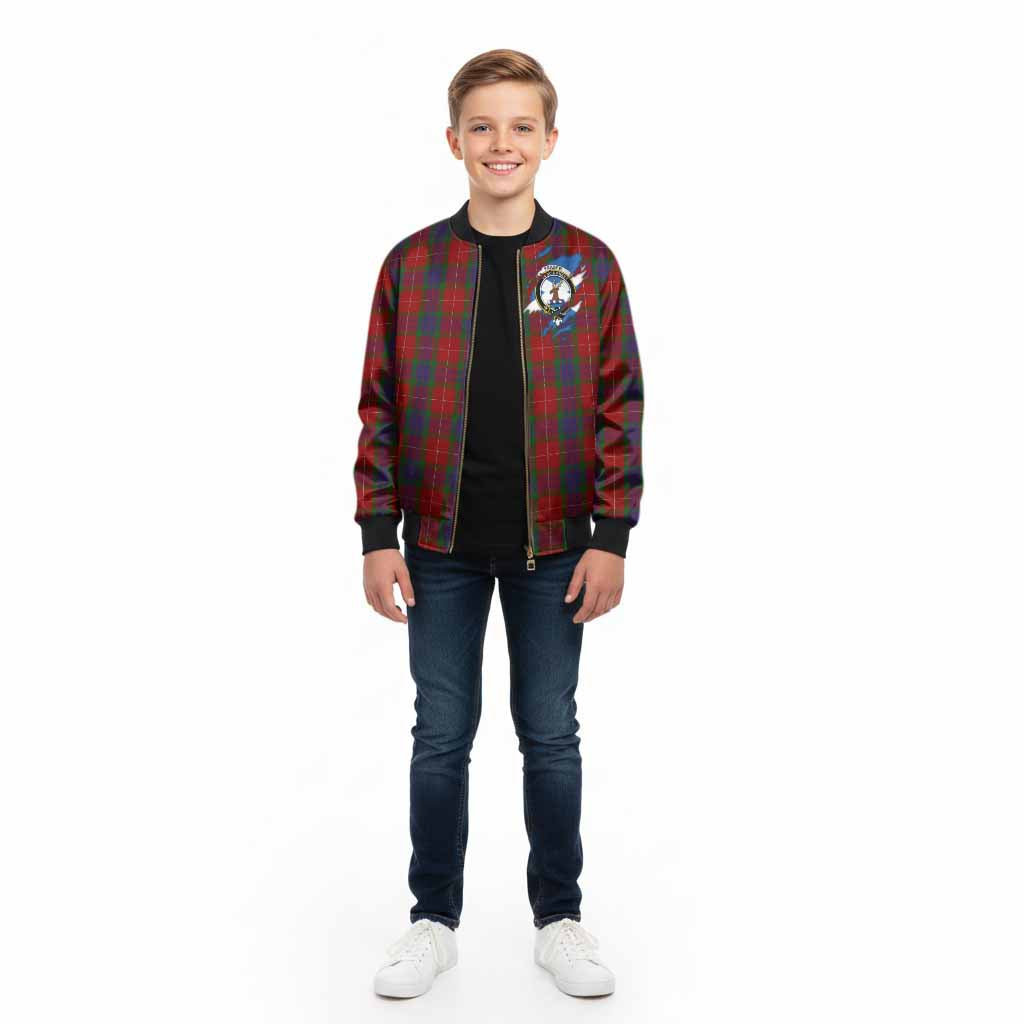 Fraser Clan Crest In Me Tartan Kid Bomber Jacket Scotland Flag Style