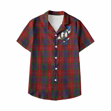 Fraser Clan Crest In Me Tartan Kid Hawaiian Shirt Scotland Flag Style