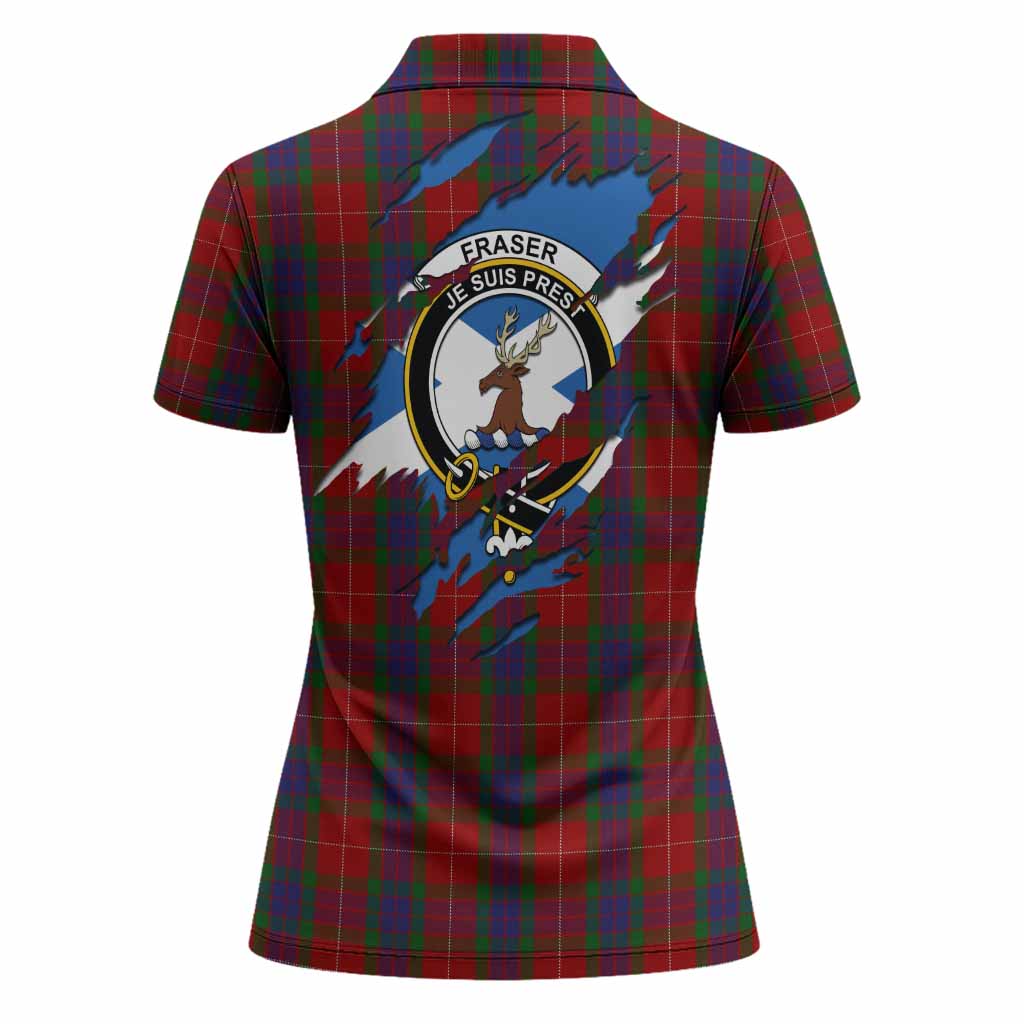 Fraser Clan Crest In Me Tartan Women Polo Shirt Scotland Flag Style