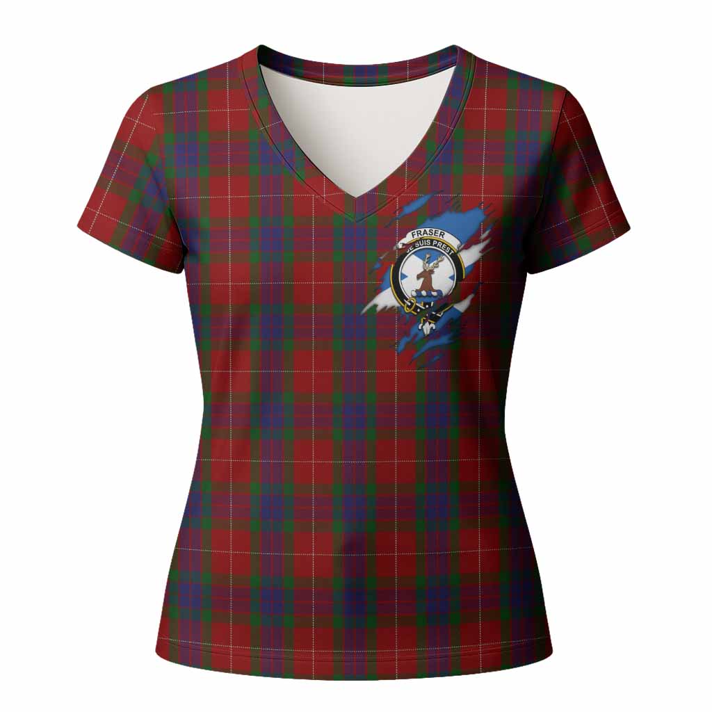Fraser Clan Crest In Me Tartan Women T shirt Scotland Flag Style