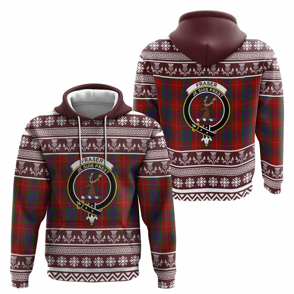 Fraser Clan Tartan Christmas Hoodie with Family Crest - Tartan Vibes Clothing