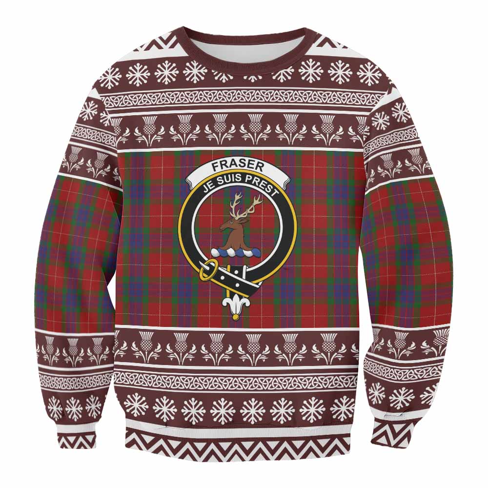 Fraser Clan Tartan Christmas Sweatshirt with Family Crest - Tartan Vibes Clothing