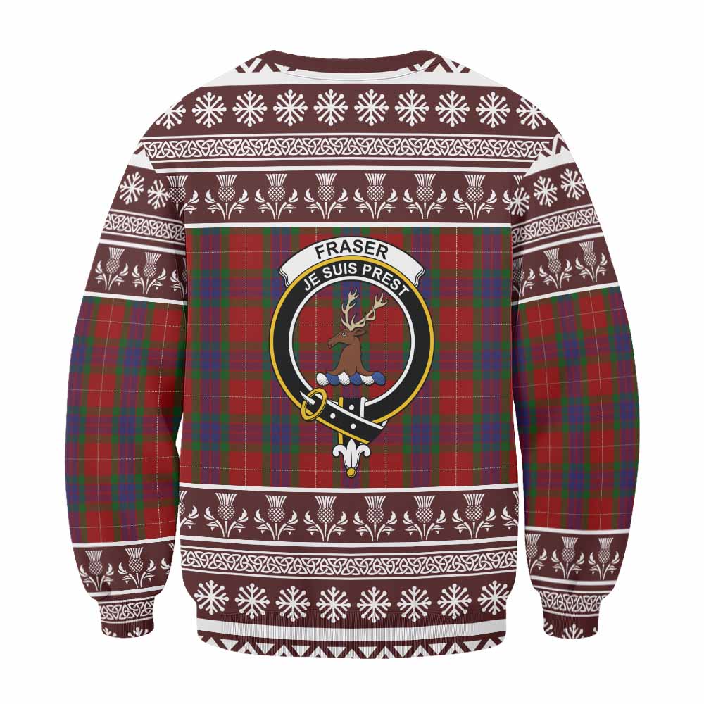 Fraser Clan Tartan Christmas Sweatshirt with Family Crest - Tartan Vibes Clothing