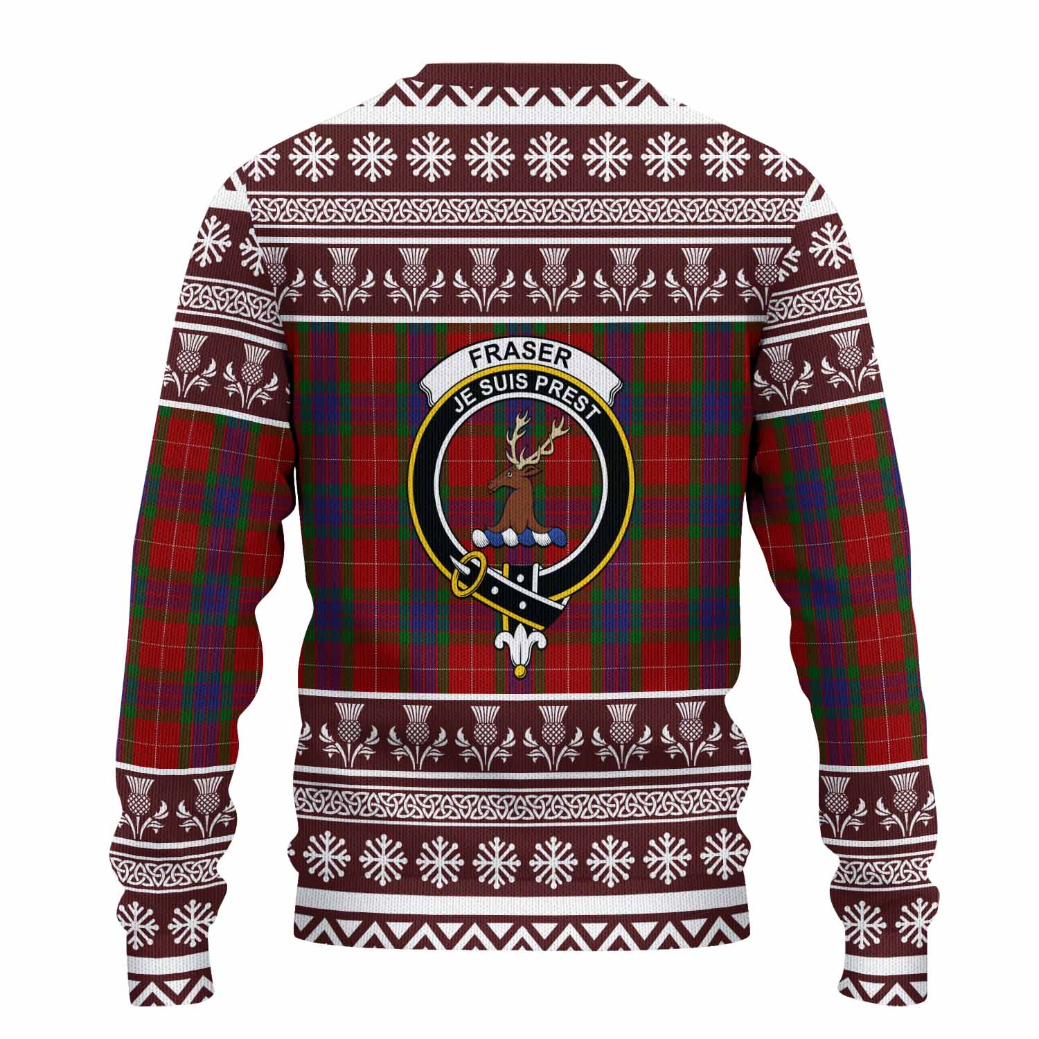 Fraser Clan Tartan Christmas Ugly Sweater with Family Crest - Tartan Vibes Clothing