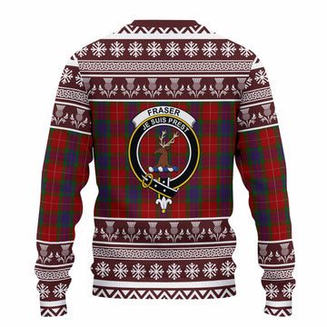 Fraser Clan Tartan Christmas Ugly Sweater with Family Crest